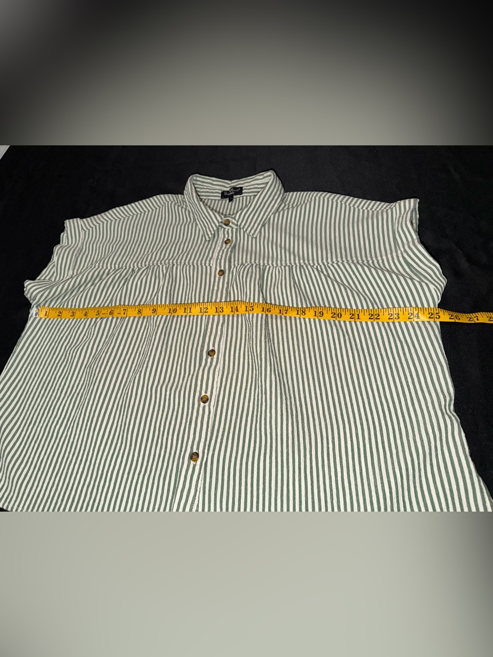 Velvet Heart Green Stripe Seersucker Cotton Blouse L Button Front Top - Picture 10 of 14